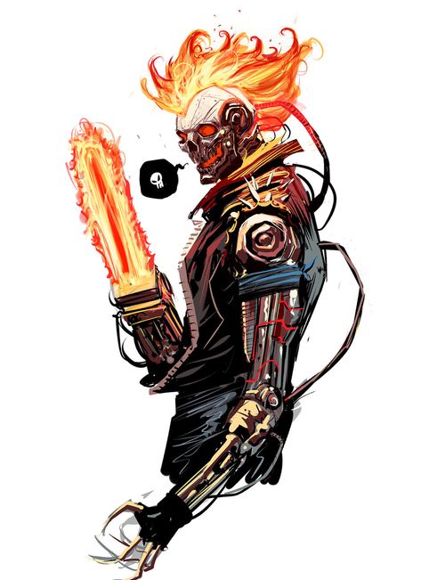 GHOST RIDER 2099 Fan Art by Dan Mora — GeekTyrant Gunslinger Illustration, Spawn Marvel, Ghost Rider 2099, Ghost Raider, Marvel 2099, Dan Mora, Art Geek, Arte Punk, Arte Dc Comics