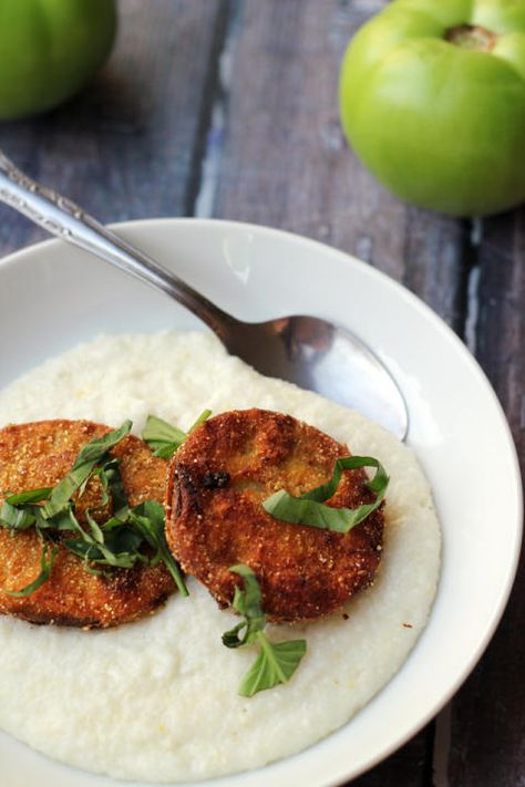 Cheese Grits, Fried Green Tomatoes, Green Tomatoes, Grits, Southern Recipes, Polenta, Goat Cheese, I Love Food, Good Eats