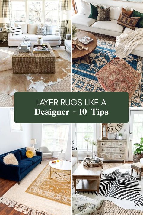 Looking to transform your room's style and add some coziness? Layering rugs is a simple yet effective trick that many interior designers adore! This guide outlines 10 essential steps to make your area feel inviting while showcasing your personal touch. Want to know how to choose the right materials, sizes, and patterns to get that designer look? We’ll cover everything from selecting base and accent rugs, to achieving balance in your décor. Dive into these practical steps for layering rugs like a pro in your home today! Rugs With Rust Color, Layered Jute Rug Dining Room, Layering Rugs Dining Room, Diagonal Rug Placement Living Room, Layered Carpets Living Room, Boho Rug Layering, Layered Rugs Living Room, Layer Rugs, Rug Under Dining Table