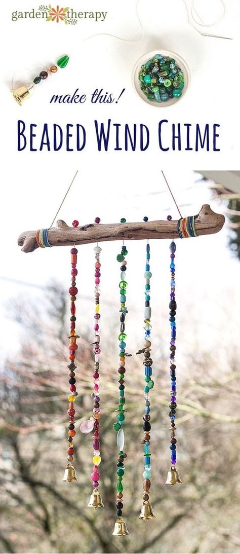 DIY Boho Decor Ideas - Beaded Wind Chime - DIY Bedroom Ideas - Cheap Hippie Crafts and Bohemian Wall Art - Easy Upcycling Projects for Living Room, Bathroom, Kitchen #boho #diy #diydecor Silverware Windchimes Diy, Ideas With Beads, Wind Chimes Ideas, Garden Chimes, Beaded Wind Chimes, Windchimes Diy, Hippie Diy, Suncatchers Diy, Chicken Wire Crafts