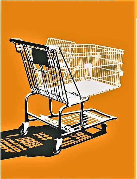 Shopping Trolley Art, Grocery Cart Illustration, Shopping Cart Drawing, Trolley Illustration, Grocery Cart, Shopping Carts, Color Script, Shopping Trolley, Cat Air