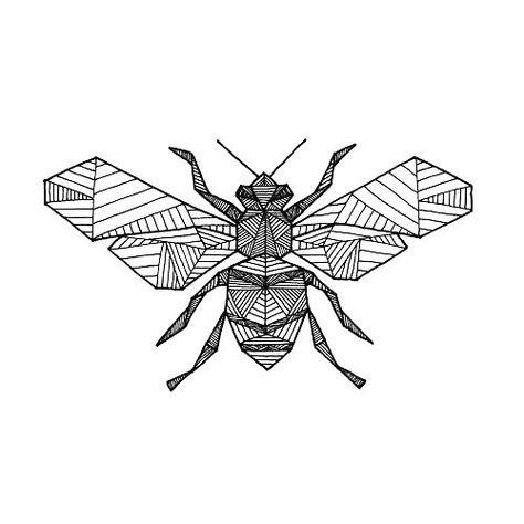 This tattoo consists of a gray geometric bee with wings wide open. The sketch of the bee looks nice. Dear Wife, Bumble Bee Tattoo, Ink Doodles, Art Optical, Geometric Drawing, Bee Tattoo, Bee Art, Trendy Tattoos, 로고 디자인