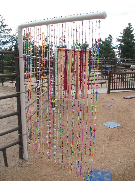 This is one of the sensory curtains I made out of beads and straws. Sensory Bedroom, Outside Playground, Large Scale Art, Sensory Garden, Sensory Room, School Social Work, Kids Sensory, Diy Curtains, Sensory Play