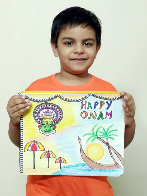 Onam Festival Poster, Indian Festival Drawing, Science Exhibition Working Models, Festival Drawing, Science Exhibition, Onam Celebration, Onam Festival, Happy Onam, Indian Festival