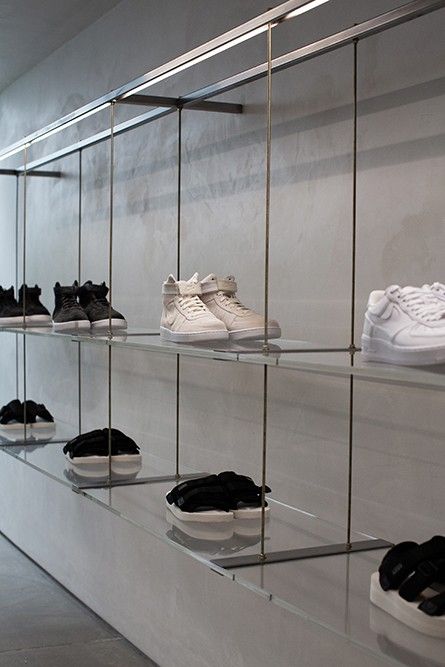 Sneaker Wall, Shoe Store Design, John Elliott, Retail Store Design, Sneaker Stores, Boutique Interior, Retail Interior, Shoe Display, Store Interior