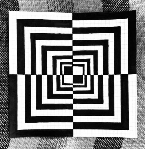 Optical Art Easy, Easy Illusion Art, Optical Art Drawing, Ambiguous Art, Easy Op Art, Optical Illusions Drawings, Op Art Lessons, Mathematics Art, Optical Illusion Drawing