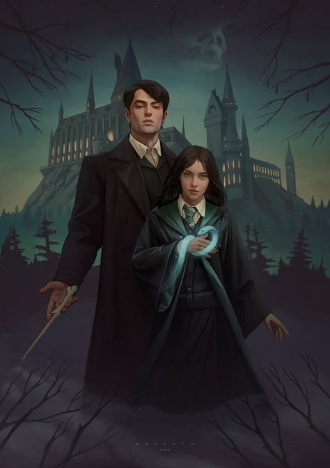 ArtStation - The last of the Gaunt family - Lord Voldemort's horcrux Gaunt Family, Female Harry Potter, Tom Marvolo Riddle, Dramione Fan Art, Harry Potter Illustrations, Best Riddle, Draco And Hermione, Images Harry Potter, Lord Voldemort