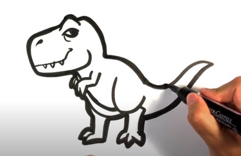 How to Draw a T-rex (cute) - Jurassic World - Easy Pictures to Draw #drawing #howtodraw #howtodrawtrex Cute Velociraptor, Velociraptor Drawing, Easy Dinosaur Drawing, How To Drow, Elementary Drawing, Easy Pictures To Draw, Easy Pictures, Purple Butterfly Wallpaper, Cute T Rex