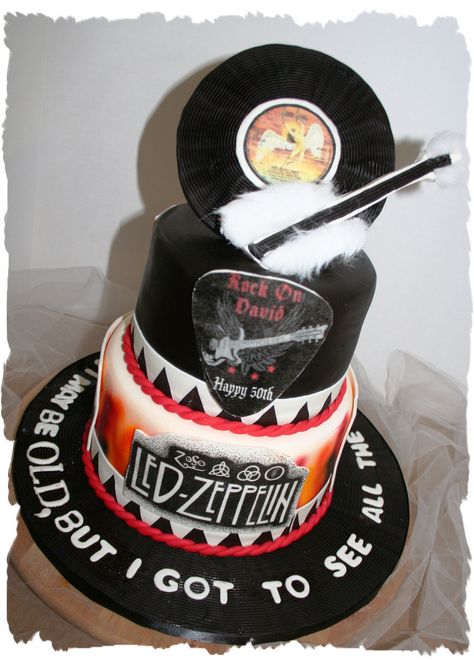 LED ZEPPELIN CAKE Rock Star Cakes, Rock Cakes, Rock And Roll Birthday, 15th Birthday Party Ideas, Music Cakes, Rockstar Birthday, Rock Star Birthday, Rockstar Birthday Party, Music Cake