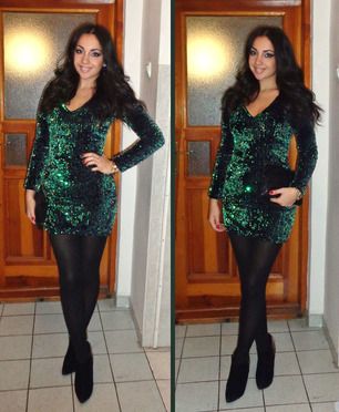 Winter Soiree Dresses, Green Dress With Tights, Sparkle Dress Outfit, Green Sparkly Dress, Green Holiday Dress, Sequin Dress Outfit, Green Dress Outfit, Transgender Outfits, Green Sequin Dress