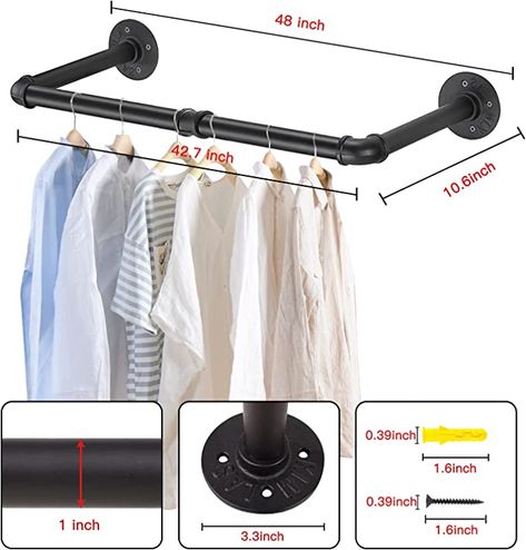 Clothing Display Rack, Wall Mounted Clothing Rack, Pipe Clothes Rack, Iron Clothes, Bathroom Towel Storage, Metal Clothes Rack, Closet Rods, Hanging Clothes Racks, Clothes Rod