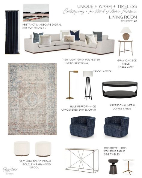 Modern Comfort Living Room, Great Room Transitional, Transitional Industrial Living Room, Navy Transitional Living Room, Transitional Couches Living Rooms, Transitional Living Room With Sectional, Modern Transitional Living Room Ideas, Modern Traditional Decor Living Room Open Concept, Modern Farmhouse 2023