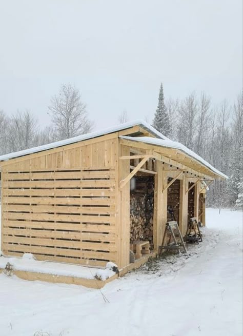 Firewood Storage Shed, Log Shed Ideas, Woodshed Ideas, Log Shed, Firewood Storage Outdoor, Easy Shed, Outdoor Firewood Rack, Backyard Storage Sheds, Wood Shed Plans