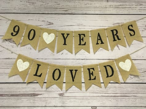 90 Years Loved Birthday Banner,Rustic,90th Birthday Banner,Burlap Birthday Banner, Burlap Banner, Birthday, Photo Prop, Banner,Decoration. 80th Birthday Diy Decorations, 90th Birthday Party Ideas For Men Dads, 90th Birthday Ideas Woman, 90th Birthday Party Ideas, 90 Years Loved, 90th Birthday Banner, 90th Birthday Party Decorations, Grandmas Birthday Party, 90 Birthday