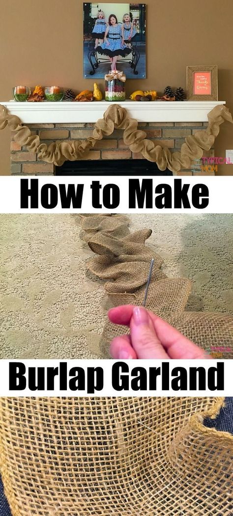 Burlap Fall Decor, Fall Garland Diy, Burlap Crafts Diy, Garland Tutorial, Burlap Garland, Burlap Projects, Burlap Decor, Thanksgiving Decorations Diy, Diy Burlap