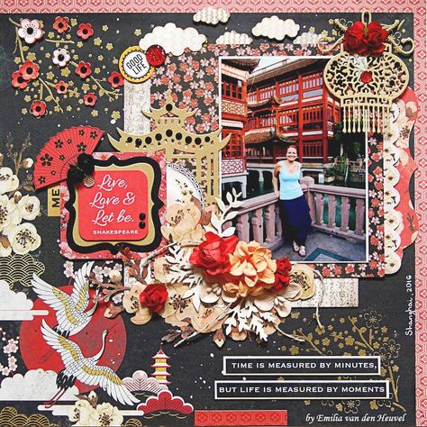 scrapbook layout China Scrapbook Layouts, China Scrapbook, Japan Scrapbook, Kaisercraft Scrapbooking, Kaisercraft Layouts, Scrapbook Gallery, Scissor Sisters, Asian Cards, Disney Scrapbooking Layouts