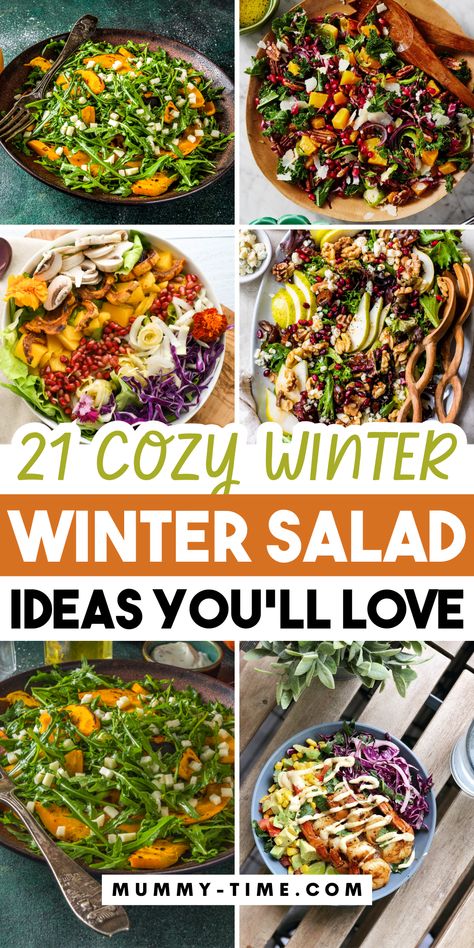 Looking for fresh winter salad ideas? 🥗🍊 These winter harvest salads are full of seasonal flavors, from roasted root vegetables to tangy citrus! Healthy and delicious, they make the perfect addition to your winter meals. Save this pin for your winter recipe collection! 📌❄️ Weekly Salad Recipes, Salads With Lots Of Veggies, Flavorful Salad Recipes, Zupas Salad Recipes, Salad Recipes Basic, Cold Weather Salads, Warm Roasted Vegetable Salad, Entre Salads Dinners, Winter Salad With Chicken