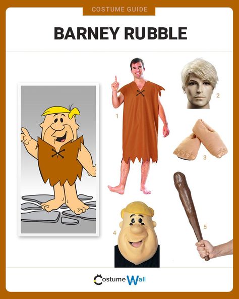 Barney Rubble Costume Diy, Diy Flintstones Costumes, Rubble Costume, Barney Costume, Halloween Work Party, Flintstones Costume, Barney Rubble, Got Costumes, Costume Guide