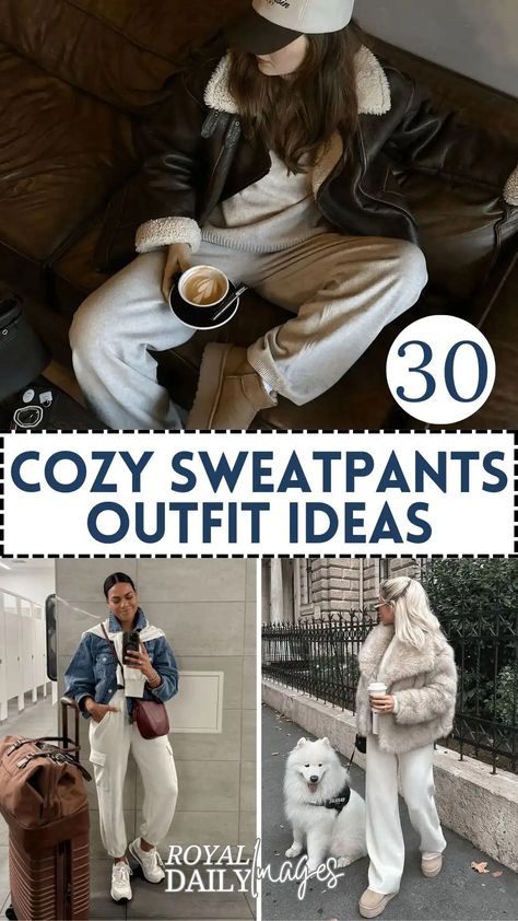 30+ Cozy Sweatpants Outfit Ideas for Winter Comfort Warm Winter Outfits Layers, Chill Outfits Winter, Winter Sweats Outfit, Jogger Pants Outfit Winter, Cute Comfy Outfits For Winter, Errands Outfit Winter, Athleisure Outfits Winter, Cozy Sweatpants Outfits, Sweat Suits Outfits