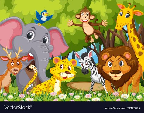 Animal Clipart Free, Animals Group, Cartoon Jungle, Group Illustration, Jungle Cartoon, Forest Cartoon, Puzzle Pictures, Jungle Mural, Jungle Theme Birthday