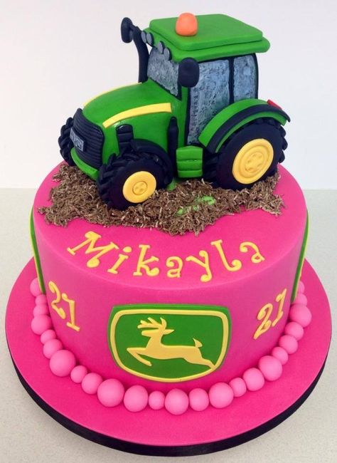 John Deer cake Pink Tractor Cake, Green Tractor Birthday Cake, Combine Harvester Birthday Cake, John Deere Birthday Cake, Easy Tractor Cake 2nd Birthday, Tractor Birthday Cakes, John Deere Cake, Deer Cakes, John Deere Birthday