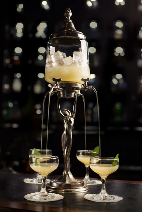 For the collective experience “The Versailles Experience”, Eau de Vie, Melbourne and Sydney, Australia Served in Eau de Vie’s Absinthe Fountain, “The Versailles Experience” is an elegant and refreshing cocktail on tap, in which Tanqueray Gin and Absinthe are combined with pear, lemon, apple and mint. Tanqueray Gin, Best Cocktail Bars, Cocktail List, Cocktails Bar, Absolut Vodka, Fancy Drinks, Expensive Taste, Refreshing Cocktails, Absinthe