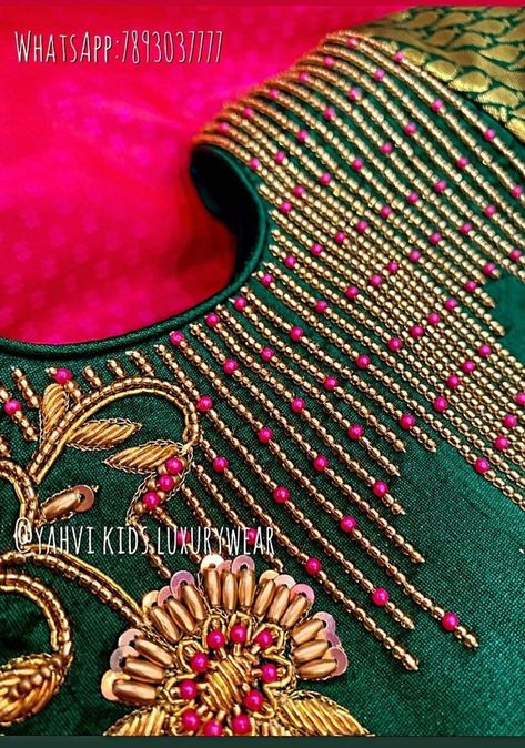 Work Blouse Hand Designs, Blouse Maggam Work, Peacock Embroidery Designs, Maggam Work Blouse, Latest Blouse Designs Pattern, Aari Blouse, Birds Embroidery Designs, Ribbon Embroidery Tutorial, Hand Beaded Embroidery