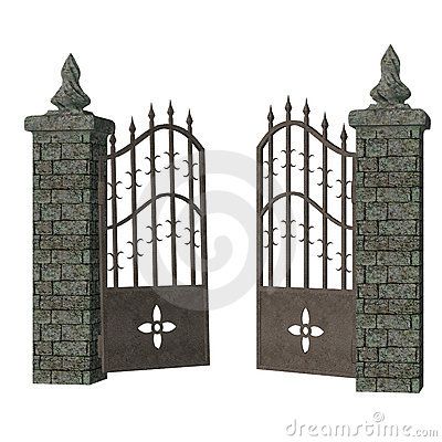 Gothic Gate, Fantasy Embroidery, Stone Ruins, Hot Wheels Garage, Wrought Iron Gate, House Sketch, Exterior Wall Design, Gate House, Entry Gates