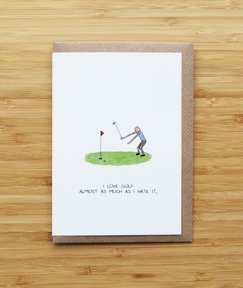 Golf Cards, Watercolour Design, Watercolour And Ink, Card Print, Watercolor Cards, Watercolor Design, Love Cards, Kraft Envelopes, Watercolor And Ink