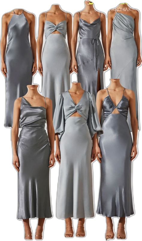 Silk Grey Dress, Dusty Blue Silk Bridesmaid Dress, Shades Of Grey Bridesmaid Dresses, Silk Bridesmaid Gown, Satin Grey Bridesmaid Dresses, Non Silk Bridesmaid Dresses, Aw Bridal Bridesmaid, Bridesmaid Dress 2023, Wedding Guest Outfit Neutral Colors