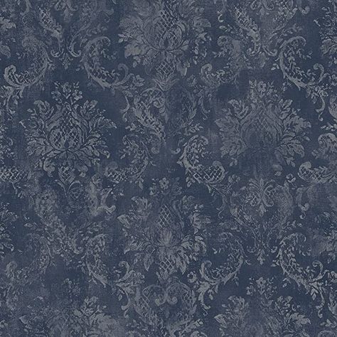 Blue And Silver Wallpaper, Peelable Wallpaper, American Wallpaper, Wallpaper Warehouse, Navy Wallpaper, Wallpaper For Sale, Stripes Wallpaper, Floral Damask, Manhattan Comfort