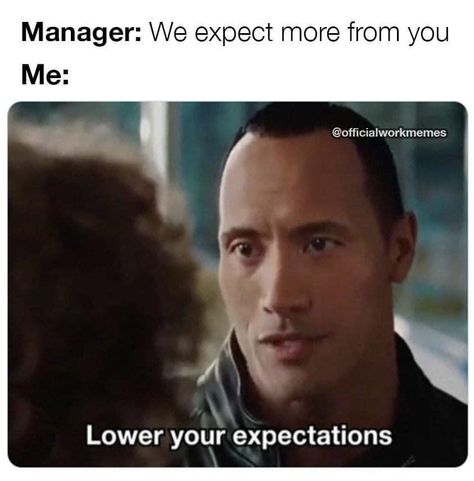 Work Quotes Humor, Working Humor, Meme The Rock, Psych Nurse Humor, Office Memes Humor, Lower Your Expectations, Work Humour, I Hate Work, Manager Humor