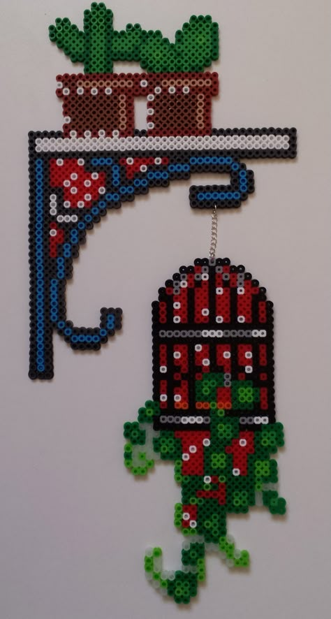 Perler Hanging plant. Perler Bead Hanging, Hanging Perler Beads, Perler Plants, Perler Bead Plants, Perler Plant, Plant Perler Beads, Melted Bead Crafts, Perler Projects, Melty Bead Patterns