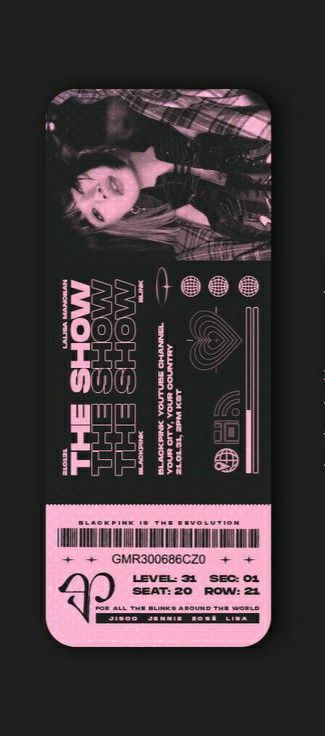 Blackpink Ticket Sticker, Book Design Inspiration, 3d Poster, Music Poster Ideas, Binding Tutorial, Kpop Diy, Party Tickets, Pop Stickers, Texture Graphic Design