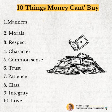 10 Things Money Cant’ Buy:  #motivation #innovation #success #personaldevelopment #personalgrowth Things Money Cant Buy, Money Inspiration, Online Works, Money Cant Buy, Personal Improvement, Thought Quotes, Deep Thought, Book Reading, Lesson Quotes