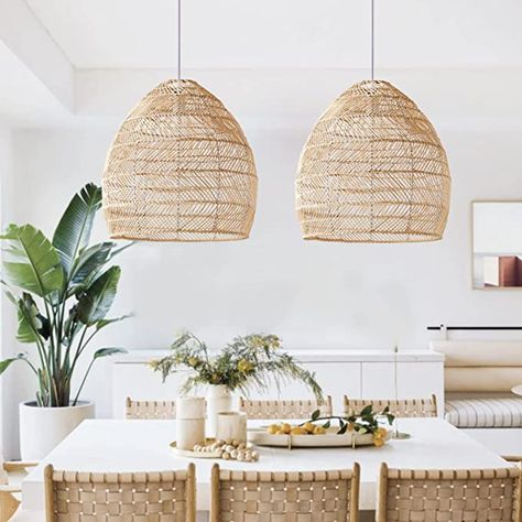 Contemporary Scandinavian Interior, Rattan Lampe, Scandinavian Interior Style, Rattan Light Fixture, Wicker Pendant Light, Lampshade Designs, Rattan Pendant, Rattan Pendant Light, Pendant Light Shades