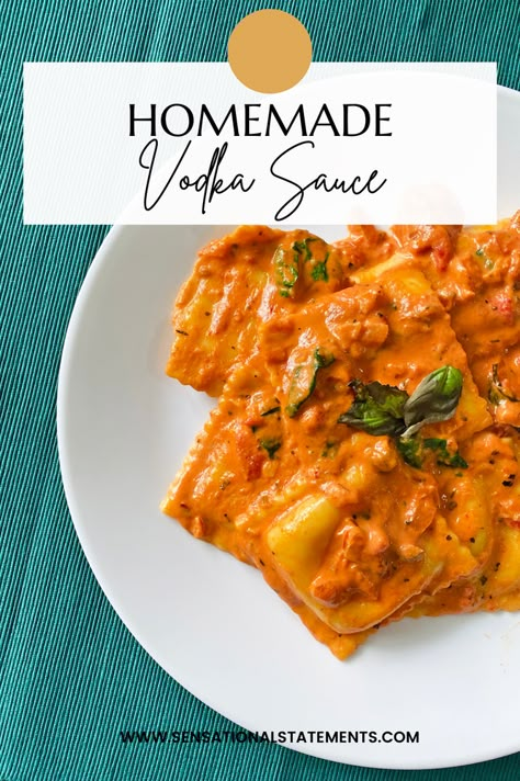 Italian Vodka Sauce Recipe, Ravioli Vodka Sauce, Homemade Ravioli Sauce, Ravioli With Vodka Sauce, Homemade Vodka, Homemade Vodka Sauce, Ravioli Sauce, Vodka Sauce Recipe, Vodka Pasta