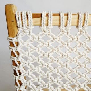 Woven Rope Easy Chair | ind-eng-design Diy Woven Bench, Macrame Furniture, How To Macrame, Macrame Chairs, Woven Chair, Woven Furniture, Chair Makeover, Diy Headboard, Macrame Patterns Tutorials