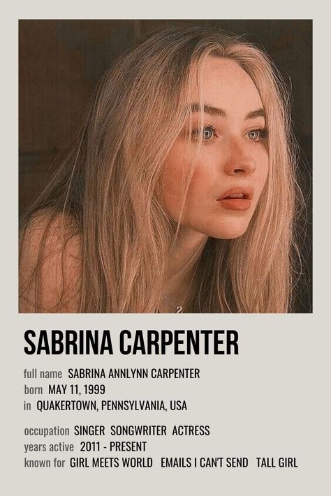 Celeb Posters Aesthetic, Artist Minimalist Poster, Sabrina Carpenter Polaroid Poster, Sabrina Carpenter Room Decor, Posters Of Singers, Sabrina Poster, Minimalist Poster Music, Sabrina Carpenter Movies, Singers Posters