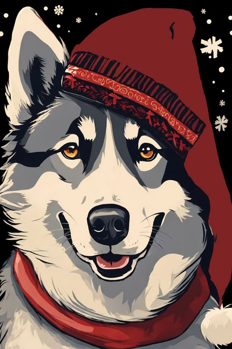 Husky Christmas T-Shirt Husky Christmas, Spooky Photos, Cricut Svgs, Christmas T Shirt Design, Christmas Poster, Wolf Dog, Christmas Wall, Christmas T Shirt, Christmas Design