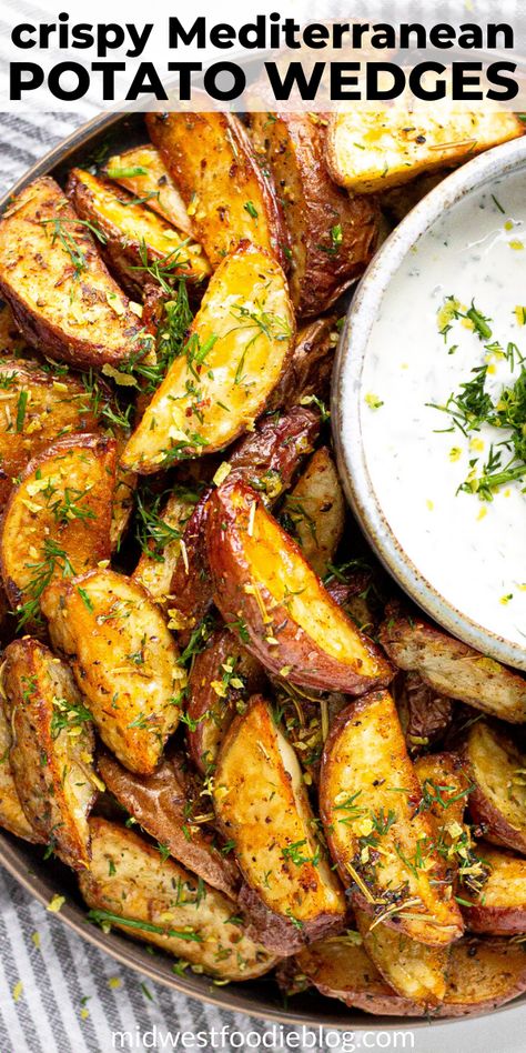 Potatoes Wedges, Mediterranean Recipes Healthy, Mediterranean Diet Recipes Dinners, Recipes Skillet, Greek Potatoes, Creamy Yogurt, Mediterranean Spices, Mediterranean Diet Meal Plan, Easy Mediterranean Diet Recipes