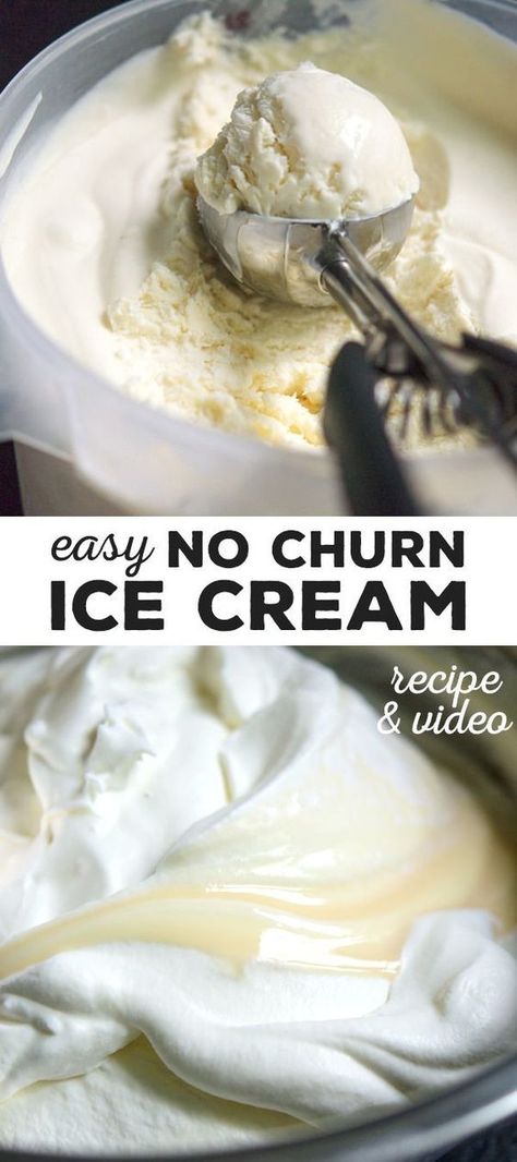 You are 3 common pantry style ingredients away from the richest and creamiest homemade vanilla ice cream of your life. No ice cream machine needed! Ice Cream No Machine, Churn Ice Cream, Homemade Vanilla Ice Cream, Dairy Free Ice Cream, Homemade Ice Cream Recipes, No Churn Ice Cream, Vanilla Bean Ice Cream, Gf Desserts, Ice Cream Machine