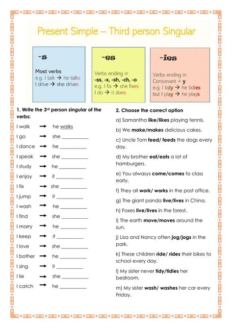 Simple Present Tense Worksheets Grade 3, Present Simple Worksheets For Kids, Present Simple Rules, Simple Present Tense Rules, Present Simple For Kids, Simple Present Worksheet, Esl Present Simple, Present Simple Worksheet, Simple Present Tense Worksheets