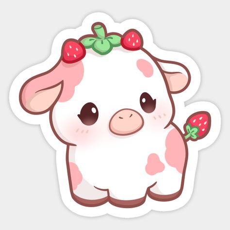 Cute strawberry cow drawing! -- Choose from our vast selection of stickers to match with your favorite design to make the perfect customized sticker/decal. Perfect to put on water bottles, laptops, hard hats, and car windows. Everything from favorite TV show stickers to funny stickers. For men, women, boys, and girls.😍Strawberry Cow Sticker Strawberry Cow Sticker, Strawberry Drawing Cute, Strawberry Cow Drawing, Cute Cow Sticker, Strawberry Cows, Cute Strawberry Cow, Decal Bloxburg, Strawberry Sticker, Strawberry Drawing