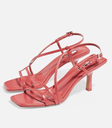 Topshop Strippy Coral Heeled Sandals Spencer Pll, Coral Heels, Coral Fashion, Ladies Heels, Barbie Shop, Fashion Png, Blogger Inspiration, Heel Accessories, Strappy Stilettos