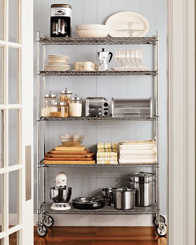 I use mine for my cast iron pots and pans! Love being able to move it around the kitchen. :) Industrial Metal Shelving, Metro Shelving, Industrial Shelving Units, Organiser Cucina, Metal Shelving, Pantry Shelving, Steel Shelving, Kitchen Pantry Design, Regal Design