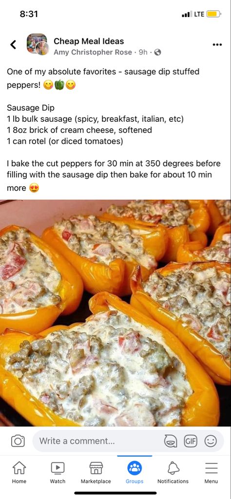 Breakfast Peppers, Cream Cheese Stuffed Peppers, Sausage Dip, Keto Stuffed Peppers, Low Carb Easy, Bell Pepper Recipes, Low Carb Meal Plan, Low Carb Meals Easy, Foods With Gluten