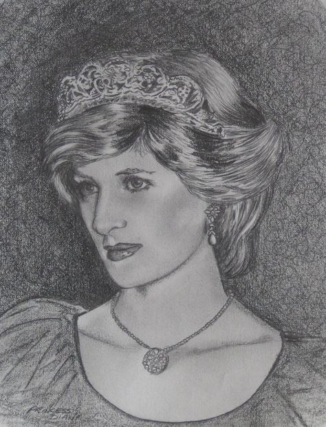 Princess Diana Princess Diana Drawing Pencil, Princess Diana Sketch, Princess Diana Drawing Art, Diana Drawing, Princess Painting, Princess Diana Pictures, Woman Sketch, Princes Diana, Celebrity Caricatures