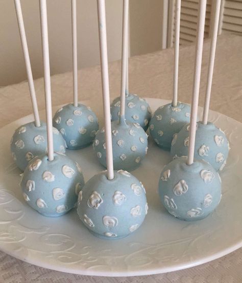 Light Blue Cake Pops, Blue Rose Cake, Bunny Cake Pops, Blue Cake Pops, Rose Cake Pops, Baby Shower Cake Pops, Shower Desserts, Light Blue Wedding, Baby Shower Desserts