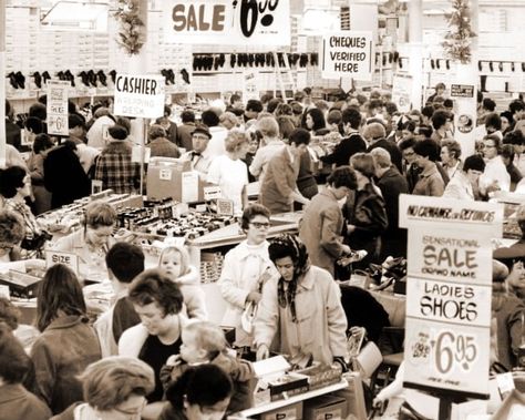 Customers flood an Army & Navy store during one of its famous spring shoe sales.  (Army & Navy) Army Surplus Store, 1950s Department Store, 1940s Department Store, Army Navy Store, New Westminster, Los Angeles County Sheriff's Department, Long Relationship, Military Surplus, Western Canada